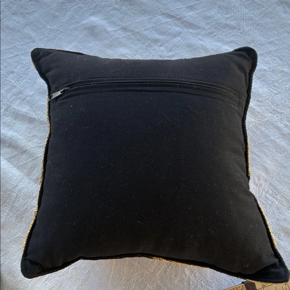 Authentic Kuba Cloth/ Mud Cloth Throw pillow cover. 9.5x9.5 inches. Black /Tan